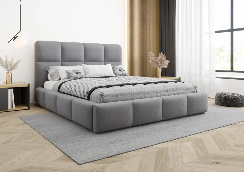 Łóżko tapicerowane ANGELES tkanina jasmine 90