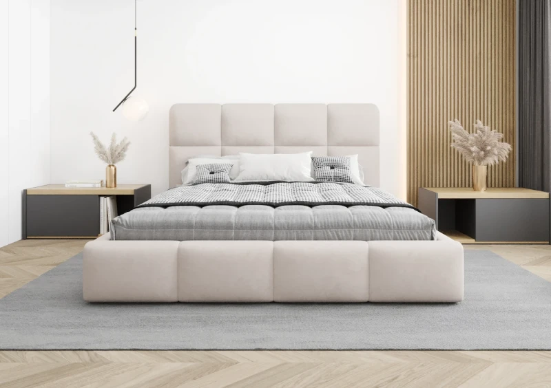 Łóżko tapicerowane ANGELES tkanina jasmine 21 przód