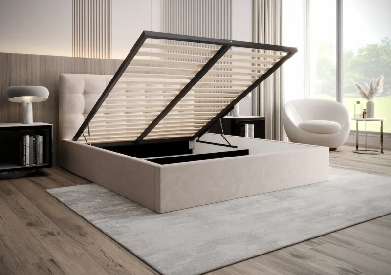 Łóżko tapicerowane NAOMI tkanina Jasmine 21 otwarte