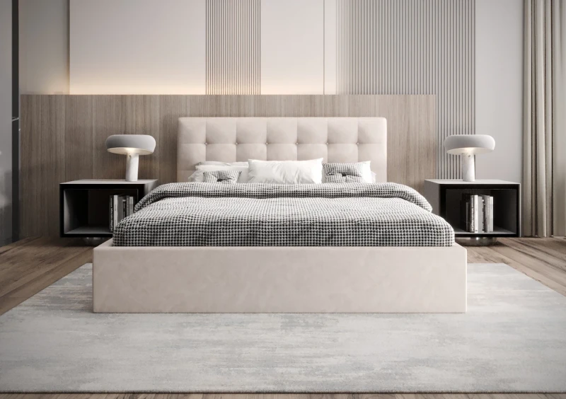 Łóżko tapicerowane NAOMI tkanina jasmine 21 przód