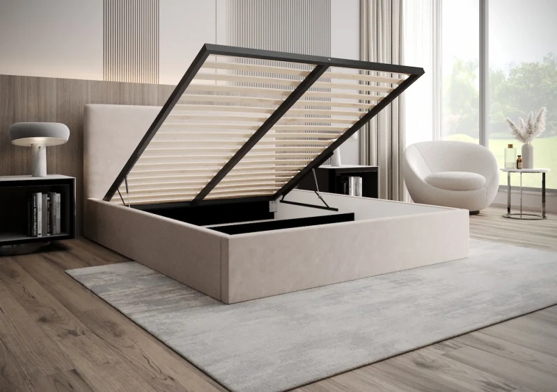 Łóżko tapicerowane SONA tkanina Jasmine 21 otwarte