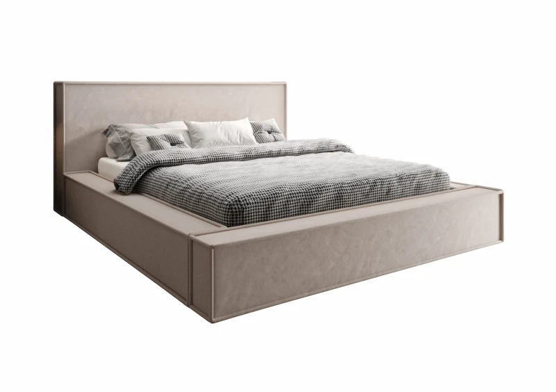 Łóżko tapicerowane FONDI tkanina jasmine 21 białe