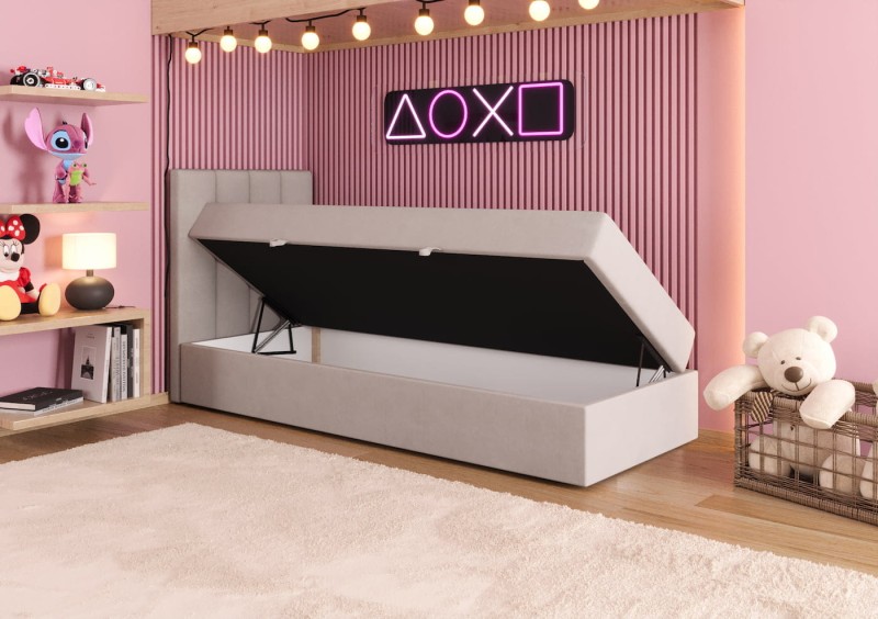 Łóżko młodzieżowe LULU tkanina Jasmine 21 otwarte