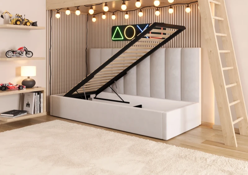 Łóżko młodzieżowe NITRO tkanina Jasmine 21 otwarte