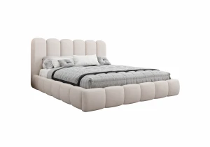 Łóżko tapicerowane 160x200 LIAM beżowe z pojemnikiem i stelażem