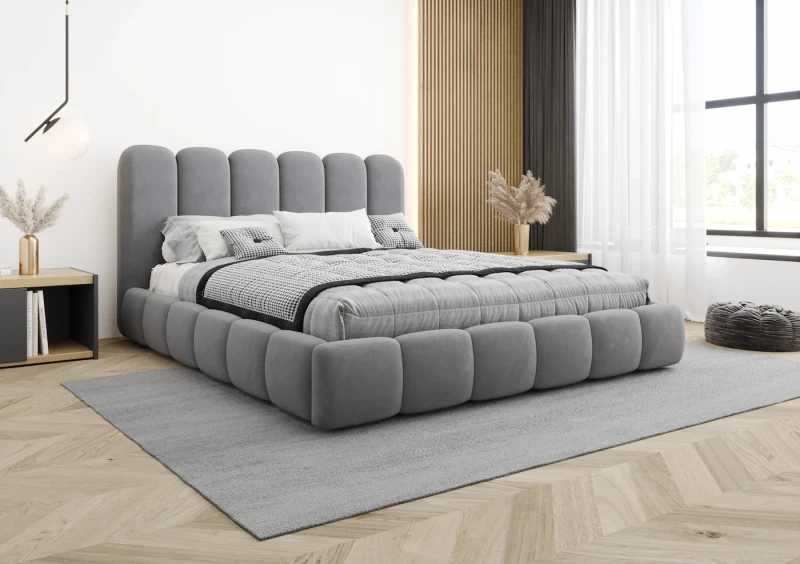 Łóżko tapicerowane LIAM tkanina jasmine 90