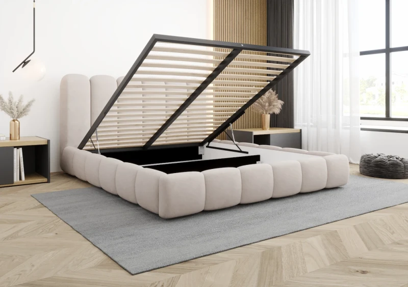 Łóżko tapicerowane LIAM tkanina Jasmine 21 otwarte