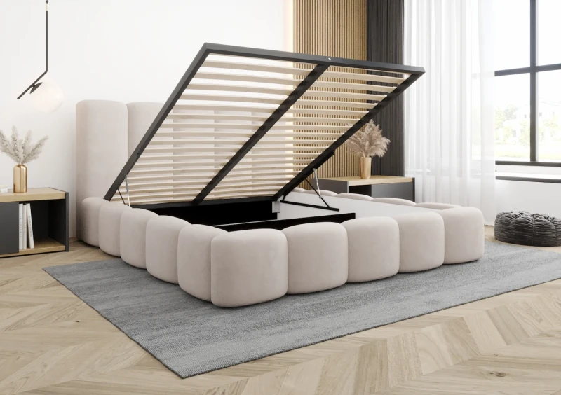 Łóżko tapicerowane BILLIE tkanina Jasmine 21 otwarte