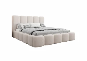 Łóżko tapicerowane 160x200 BILLIE z pojemnikiem i stelażem beżowe welurowe, kolor do wyboru