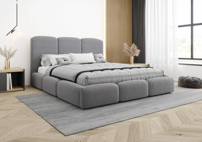 Łóżko tapicerowane ABBIE tkanina jasmine 90