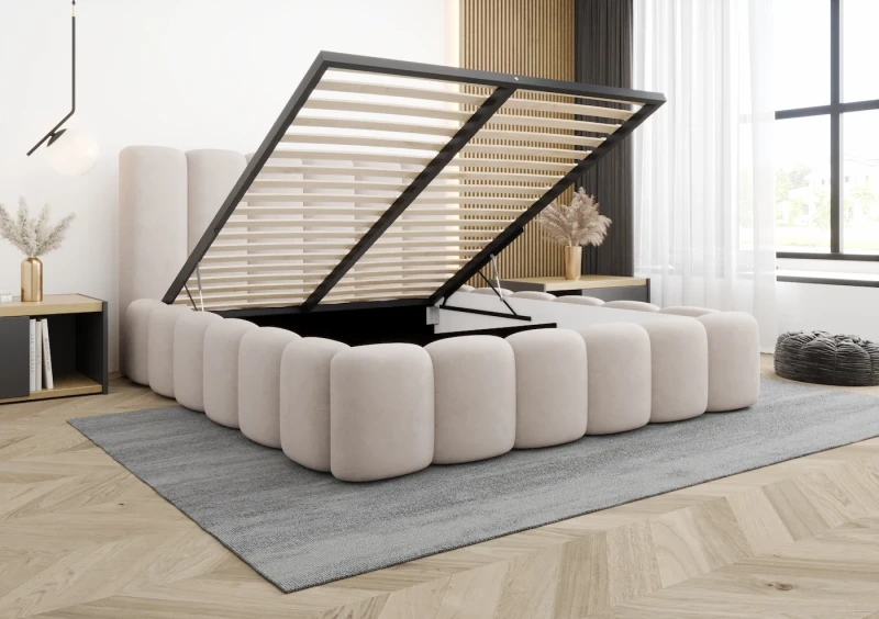 Łóżko tapicerowane EMILLY tkanina Jasmine 21 otwarte