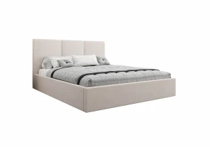 Łóżko tapicerowane 180x200 MADRYT z pojemnikiem i stelażem beżowe tkanina welurowa