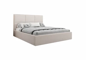 Łóżko tapicerowanie 120x200 TOKIO z pojemnikiem i stelażem beżowe tkanina welurowa