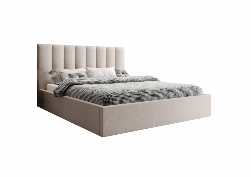 Łóżko tapicerowane LAMBI tkanina jasmine 21 białe.