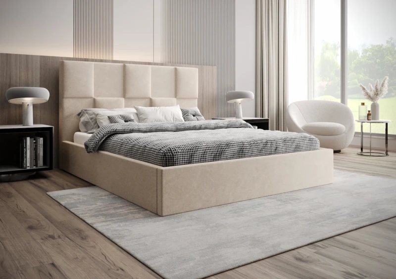 Łóżko tapicerowane EVA tkanina storm 6