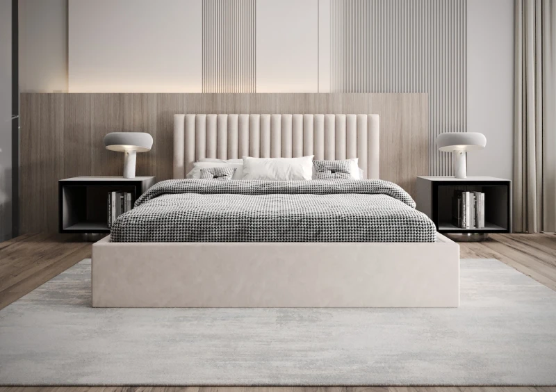 Łóżko tapicerowane OHIO tkanina jasmine 21 przód