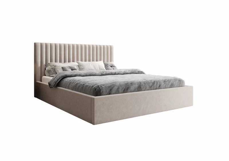 Łóżko tapicerowane OHIO tkanina jasmine 21 białe