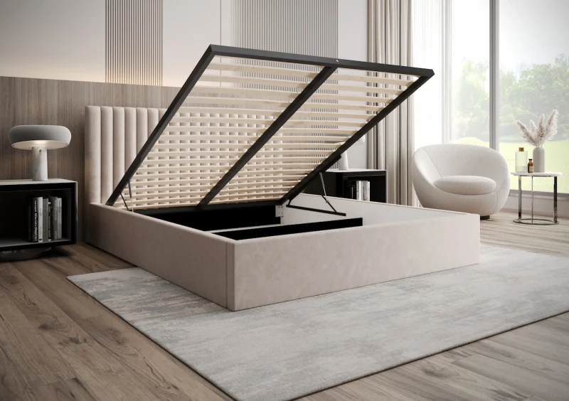 Łóżko tapicerowane OHIO tkanina Jasmine 21 otwarte