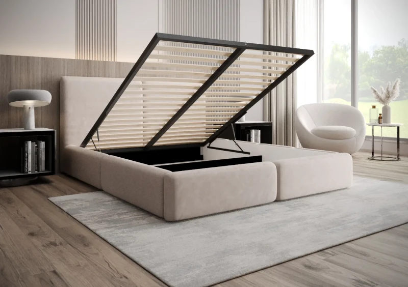 Łóżko tapicerowane 120x200 Nilo tkanina Jasmine 21 otwarte