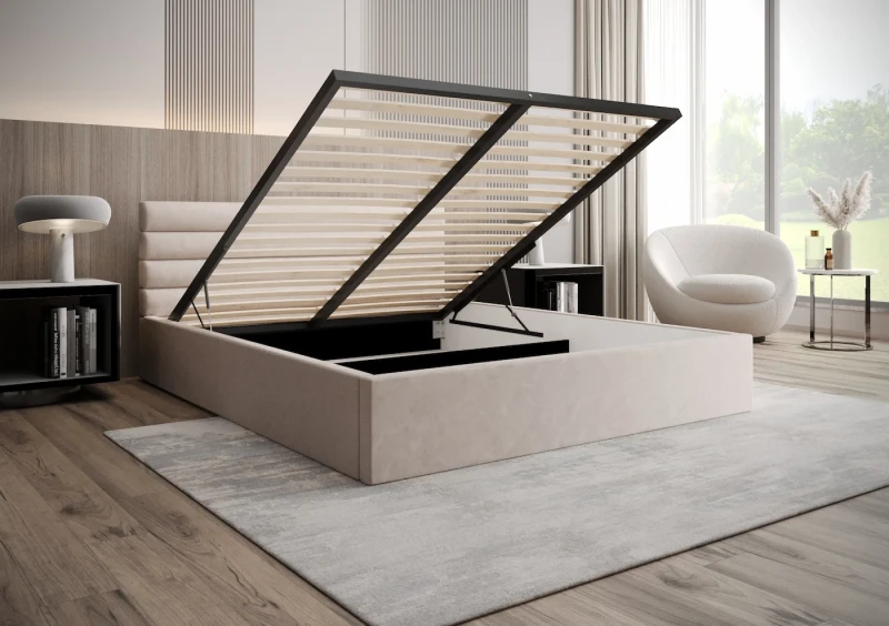 Łóżko tapicerowane CELINE tkanina Jasmine 21 otwarte