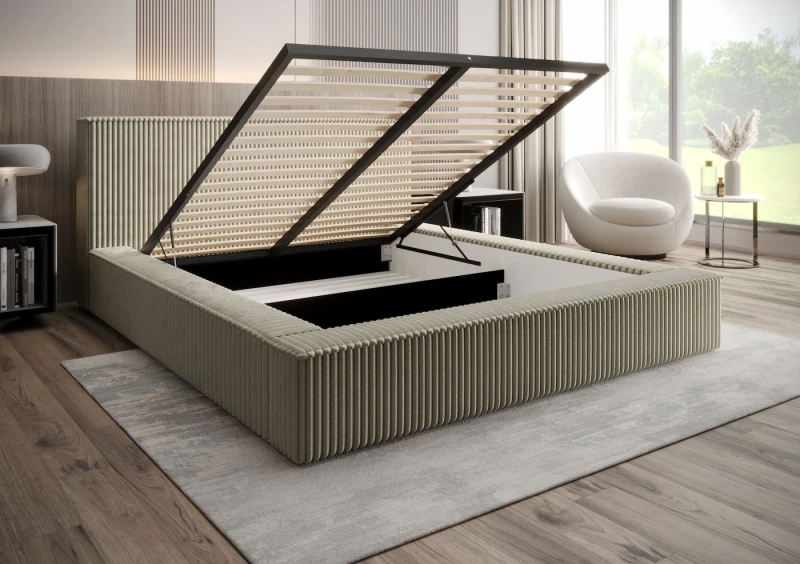 Łóżko tapicerowanie 120x200 Beti tkanina Talia otwarte