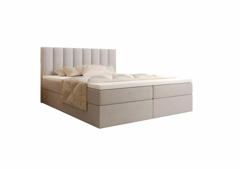 Łóżko kontynentalne JENNA tkanina jasmine 21 białe