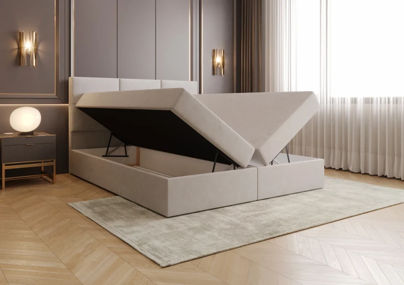 Łóżko kontynentalne DAVINA tkanina Jasmine 21 otwarte