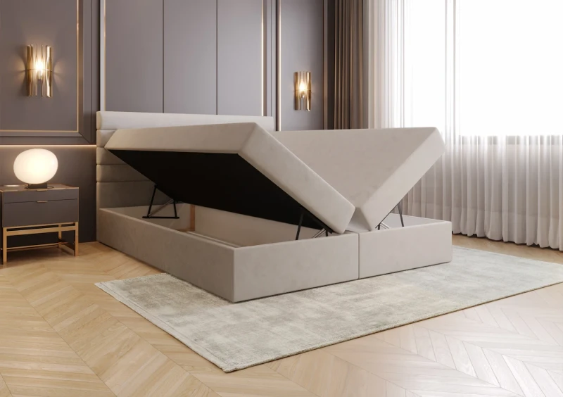 Łóżko kontynentalne KIRA tkanina Jasmine 21 otwarte