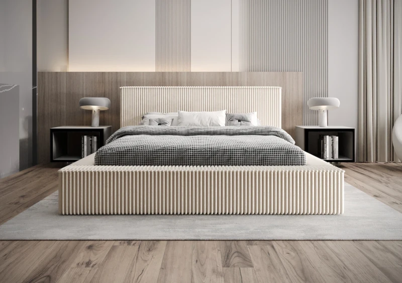 Łóżko tapicerowanie 120x200 Beti tkanina tilia 03 przód