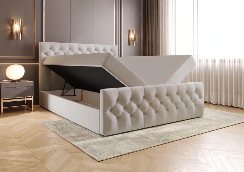 Łóżko kontynentalne TESSA tkanina Jasmine 21 otwarte