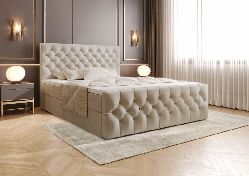 Łóżko kontynentalne TESSA tkanina storm 6