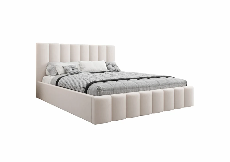 Łóżko tapicerowane Aria tkanina dream velvet 202.03 białe