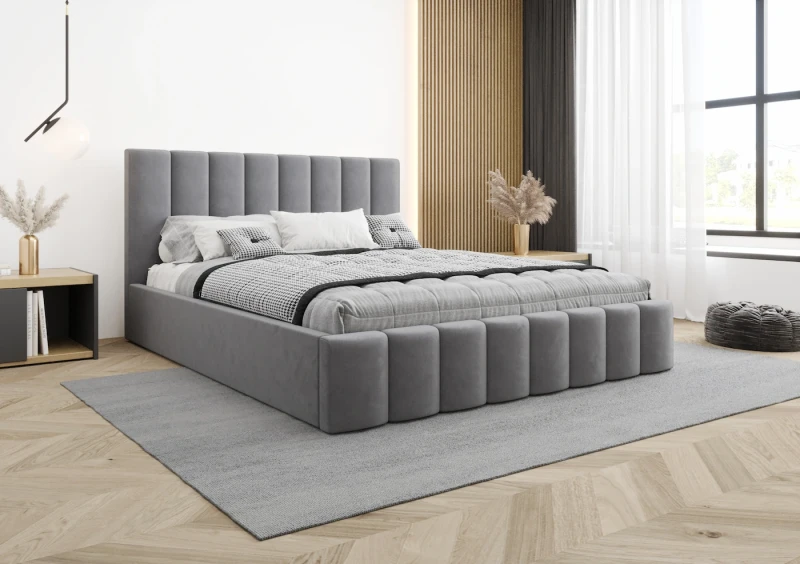 Łóżko tapicerowane Aria tkanina jasmine 90