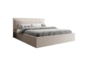 Łóżko tapicerowane 120x200 LEXI beżowe z pojemnikiem i stelażem