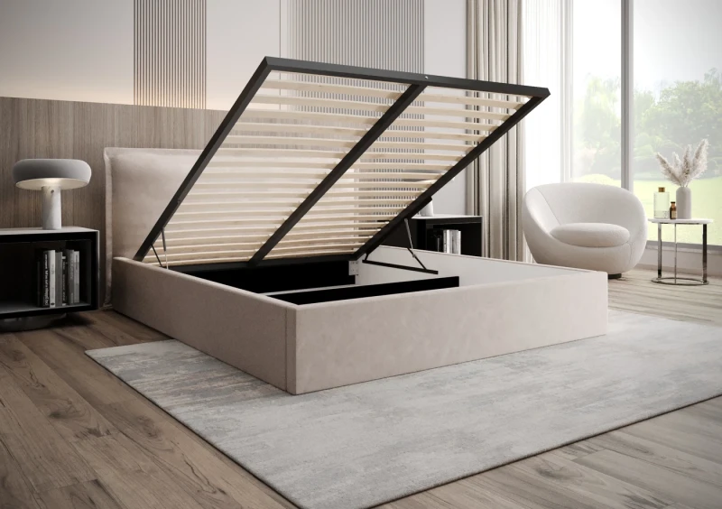 Łóżko tapicerowane LEXI tkanina Jasmine 21 otwarte