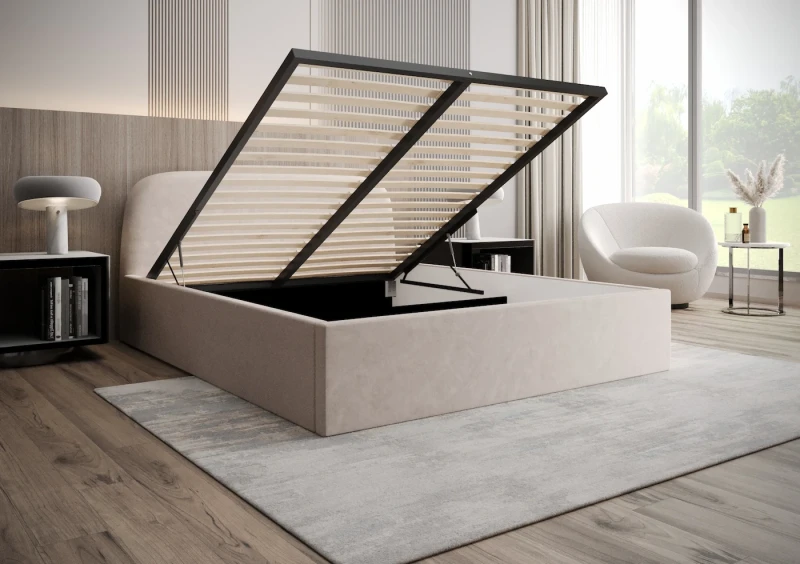 Łóżko tapicerowane HARRY tkanina Jasmine 21 otwarte