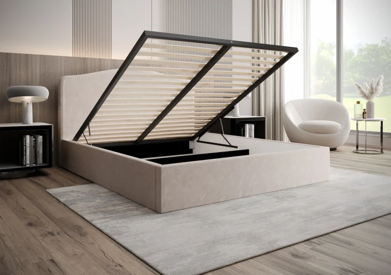 Łóżko tapicerowane FREYA tkanina Jasmine 21 otwarte