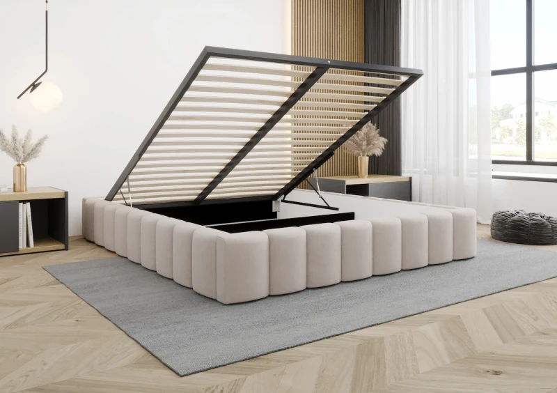 Łóżko tapicerowane CANDY tkanina Jasmine 21 otwarte