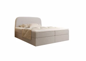 Łóżko kontynentalne 120x200 MALMO beżowe z pojemnikiem i topperem
