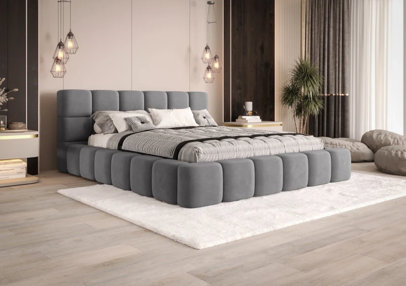 Łóżko tapicerowane Brooklyn tkanina jasmine 90