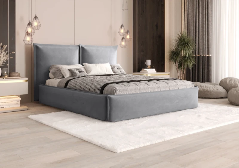 Łóżko tapicerowane Manhattan tkanina jasmine 90