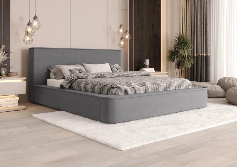 Łóżko tapicerowane Hommie tkanina jasmine 90