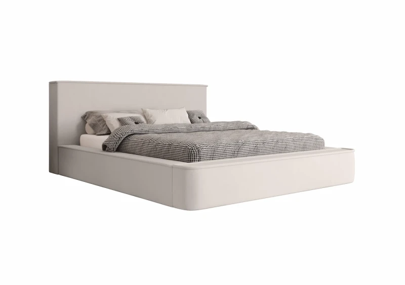 Łóżko tapicerowane Hommie tkanina dream velvet 202.02 białe