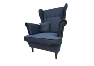 Fotel wypoczynkowy uszak RICO na nóżkach drewnianych tkanina welurowa