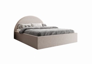 Łóżko tapicerowane 140x200 VENUS z pojemnikiem i stelażem beżowe tkanina welurowa