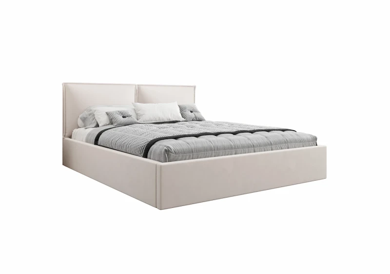 Łóżko tapicerowane DALIA tkanina dream velvet 202.03 białe