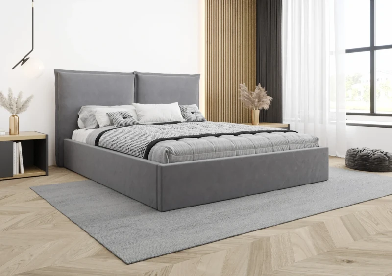 Łóżko tapicerowane Bonnie tkanina jasmine 90