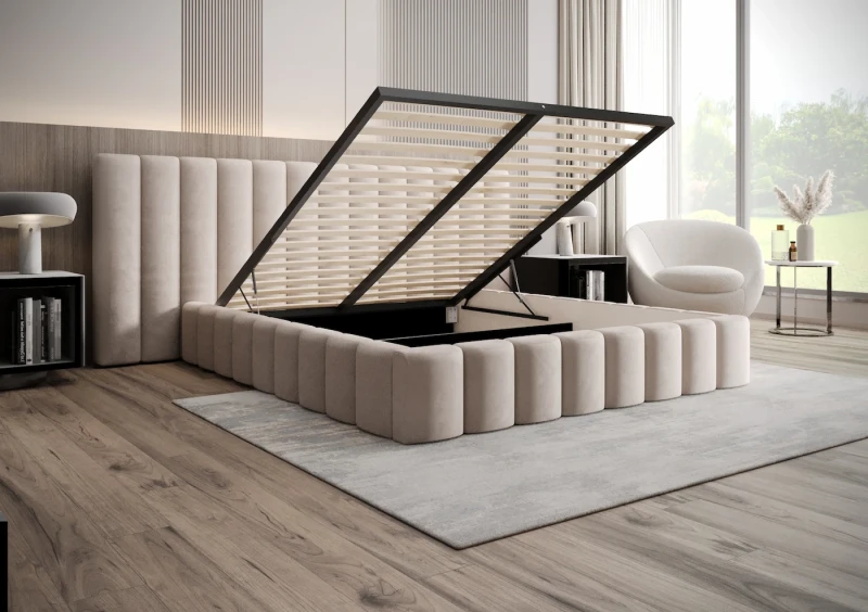 Łóżko tapicerowane ADA LUX tkanina Jasmine 21 otwarte