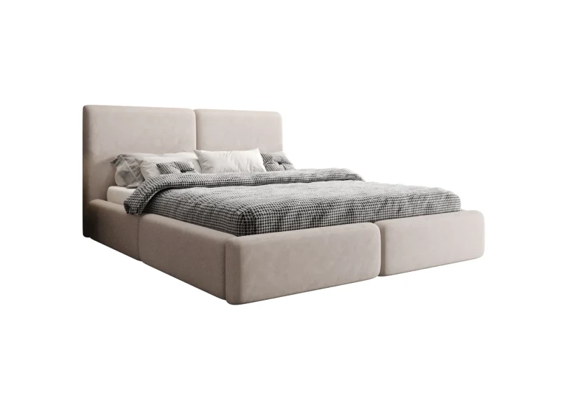 Łóżko tapicerowane 200x200 Nilo tkanina Jasmine 21 białe tło