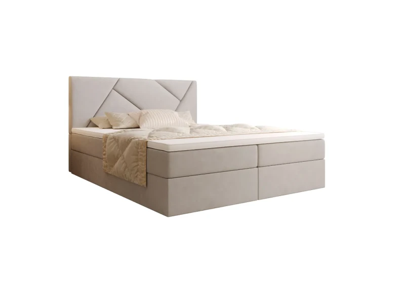 Łóżko kontynentalne 140x200 Toria tkanina Jasmine 21 białe tło